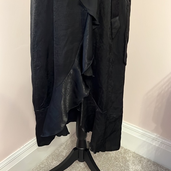 Lulu’s Wrapped Up In Love Black Satin Faux-Wrap Midi Dress - Picture 4 of 4